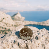 SFdizayn Photo Engraved Antique Brass Compass - Custom Working Handmade Compass Gift for Men with Customizable Leather Case and Wooden Box - Personalized Gift for Husband, Father, Boyfriend & Son SFdizayn