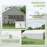 Outsunny 16' x 32' Heavy Duty Party Tent & Carport with Removable Sidewalls and Double Doors, Large Canopy Tent, Sun Shade Shelter, for Parties, Wedding, Outdoor Events, BBQ, White Outsunny