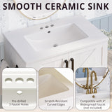 IRONCK Bathroom Vanity, 30" Bathroom Vanity with Sink, Farmhouse Wood Fixture Stand Pedestal Bathroom Cabinet with Drawer, Easy Assembly IRONCK