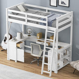Harper & Bright Designs White Twin Size Loft Bed with U-Shaped Desk, Drawers, and Storage Shelves Harper & Bright Designs