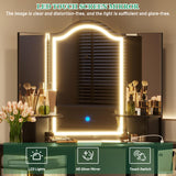 LVSOMT Corner Vanity Desk with Mirror and Lights, Makeup Vanity with Charging Station, Dressing Table with 3 Lighting Options, Vanity Set with Stool, Women’s Vanity for Bedroom, Black LVSOMT