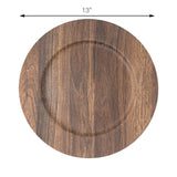 Simply Elegant Set of 6 Faux Wood Plastic Charger Plate | Service Plate for Parties, Dinner, Weddings, Quinceaneras and Events | 13 inch Diameter | Brown Finish Simply Elegant