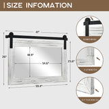 COGOOD Farmhouse Barn Door Mirror - 41" x 26" Rustic Wood Framed Wall Mirror for Bathroom, Living Room, Bedroom Wall Decor (White) COGOOD