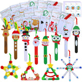 Winlyn 24 Sets Christmas Craft Kits Popsicle Stick Christmas Ornaments Winter Crafts DIY Craft Stick Santa Snowman Elf Reindeer Ornaments Art Sets for Kids Holiday Classroom Activities Party Favors Winlyn