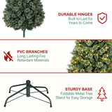 Hykolity 6 ft Prelit Christmas Tree, Artificial Christmas Pine Tree with 350 Warm White LED Lights, 1016 PVC Branch Tips & Needles, Metal Stand and Hinged Branches hykolity