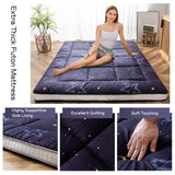 MAXYOYO Black Moon and Star Futon Mattress, Japanese Floor Mattress Quilted Bed Mattress Topper, Extra Thick Folding Sleeping Pad Breathable Floor Lounger Guest Bed for Camping Couch, Twin MAXYOYO
