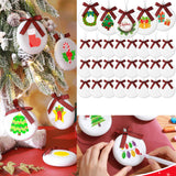 PullCrease 30 Pieces Blank Christmas Ornaments for Crafting, Sublimation Flat Ornaments DIY Matte White Ornaments Buffalo Plaid Bows Hanging Christmas Tree Balls for DIY Crafts (Silver Rope) PullCrease