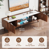 Svimi Modern Lift Top Coffee Table & 65" TV Stand Set of 2, Extendable LED Entertainment Center with Power Outlets/Hidden Storage(Walnut Brown & White Coffee Table + Walnut Brown TV Stand) Svimi