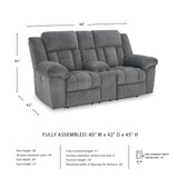 Signature Design by Ashley Tip-Off Modern Wall Hugger Power Reclining Loveseat with Adjustable Headrest, USB Ports, Storage and Cup Holders, Gray Signature Design by Ashley