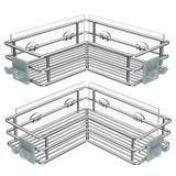 Nieifi Corner Shower Shelves Stainless Steel, Adhesive Shower Caddy Basket Rack with Hooks, Rust Proof for Bathroom Shelf Shampoo Holder (Silver, 2 Pack) Nieifi