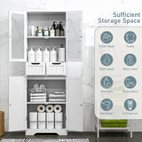 67" Tall White Bathroom Cabinet Bathroom Cabinet Storage Cabinet, Freestanding Storage Cabinet With Glass Door and Adjustable Shelves, Linen Bathroom Cabinet for Living Room, Kitchen, Dining, White TOLEAD