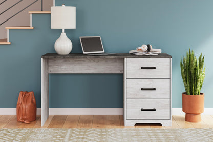 Signature Design by Ashley Shawburn 3-Drawer Home Office Desk, 54" W x 19" D x 29" H, White & Gray - WoodArtSupply