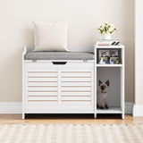 IDEALHOUSE Litter Box Enclosure with Top Opening with Cushion, Cat Litter Box Furniture Hidden, Litter Box Hidden, Cat House, Privacy Cat Litter Box Cabinet, White IDEALHOUSE