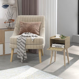 LAATOOREE Nightstand Set of 2, Small Bedside Table, End Table with Rattan Door, Boho Side Table with Solid Wood Legs for Bedroom Living Room Small Space LAATOOREE
