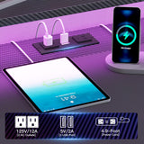 SEDETA 79" Gaming Desk, Computer Desk with 2 Fabric Drawers & LED Light, L Shaped Gaming Desk with Storage Shelf for Home Office, Carbon Fiber Black SEDETA