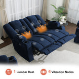 MCombo 57.8" Zero Gravity Power Loveseat Recliner with Heat and Vibration Massage, Reclining Loveseat Sofa with USB Ports, Cup Holders for Living Room, Fabric 6035SET (Navy Blue) MCombo