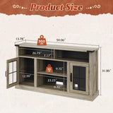 WLIVE Farmhouse TV Stand for 65 Inch TV, Tall Entertainment Center with LED Lights, Mid Century Modern TV Console wirh Open Shelves and Glass Cabinet Doors for Living Room and Bedroom, Gray Oak WLIVE