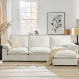 HALLYBEE Modular Sectional Sofa Deep Seat Cloud Couch with Reversible Chaise L Shaped Couch with Padded Armrests Chenille White Sectional Couches for Living Room Apartment Office HALLYBEE