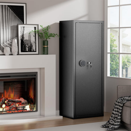 INTERGREAT 10-12 Gun Safe for Home Rifle and Pistols, Gun Safe for Pistol and Shotguns with Digital Kaypad, Long Gun Cabinet with Multifunction Lock, 3 Adjustable Shelves,Pockets INTERGREAT