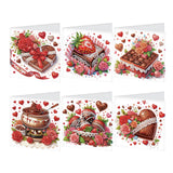 JISHSHAY 6 PCS Diamond Art Greeting Cards Dessert Diamond Painting Birthday Cards Food Gem Art Gem Painting Mosaic Kits for Adults for Thanksgiving Anniversary Valentine Graduation All-Occasion JISHSHAY