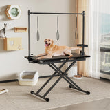 ROOMTEC 47 Inch Dog Grooming Table,Adjustable Height Pet Grooming Table,with Tool Organizer, Anti Slip Tabletop,Easy to Move ROOMTEC