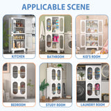 GAIOUS White Metal Storage Cabinet, Kitchen Pantry Cabinet with Acrylic Glass Doors and Adjustable Shelves, Pantry Storage Cabinet for Kitchen, Living Room, Office and Study GAIOUS