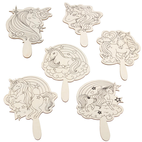 Paint Your Own Mirror Kids Party Craft Kits (12 Unicorn Friends Wood Mirrors)- Each Kit Has its Own Brush & Four Paints- Fun, Unique Birthday Favors, Summer Camp Art Activity, Classroom School Project Idiy