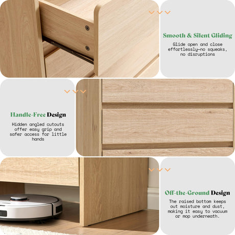 AMERLIFE 5 Drawer Dresser for Bedroom, 48" Tall Modern Chest of Storage Drawers with Rounded Corners, Anti-Tip Kit, Wood Cabinet Organizer for Closet, Living Room, Nursery, Easy Assembly, Light Oak AMERLIFE