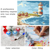 Reofrey Framed Paint by Numbers Kit for Adults & Beginner - 8x12 Inch Canvas Lighthouse Landscape Paint by Numbers - Educational & Creative Art Set for Beginners - Perfect for Home & Wall Decoration Reofrey
