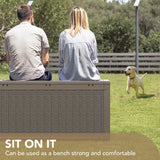 Devoko 100 Gallon Waterproof Resin Deck Box with Lockable Lid and Stylish Rattan Design for Indoor and Outdoor Storage Devoko