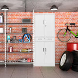 BESFUR Metal Cabinet, Garage Storage Cabinet with Drawer and Adjustable Shelves for Garage, Office, School - White BESFUR