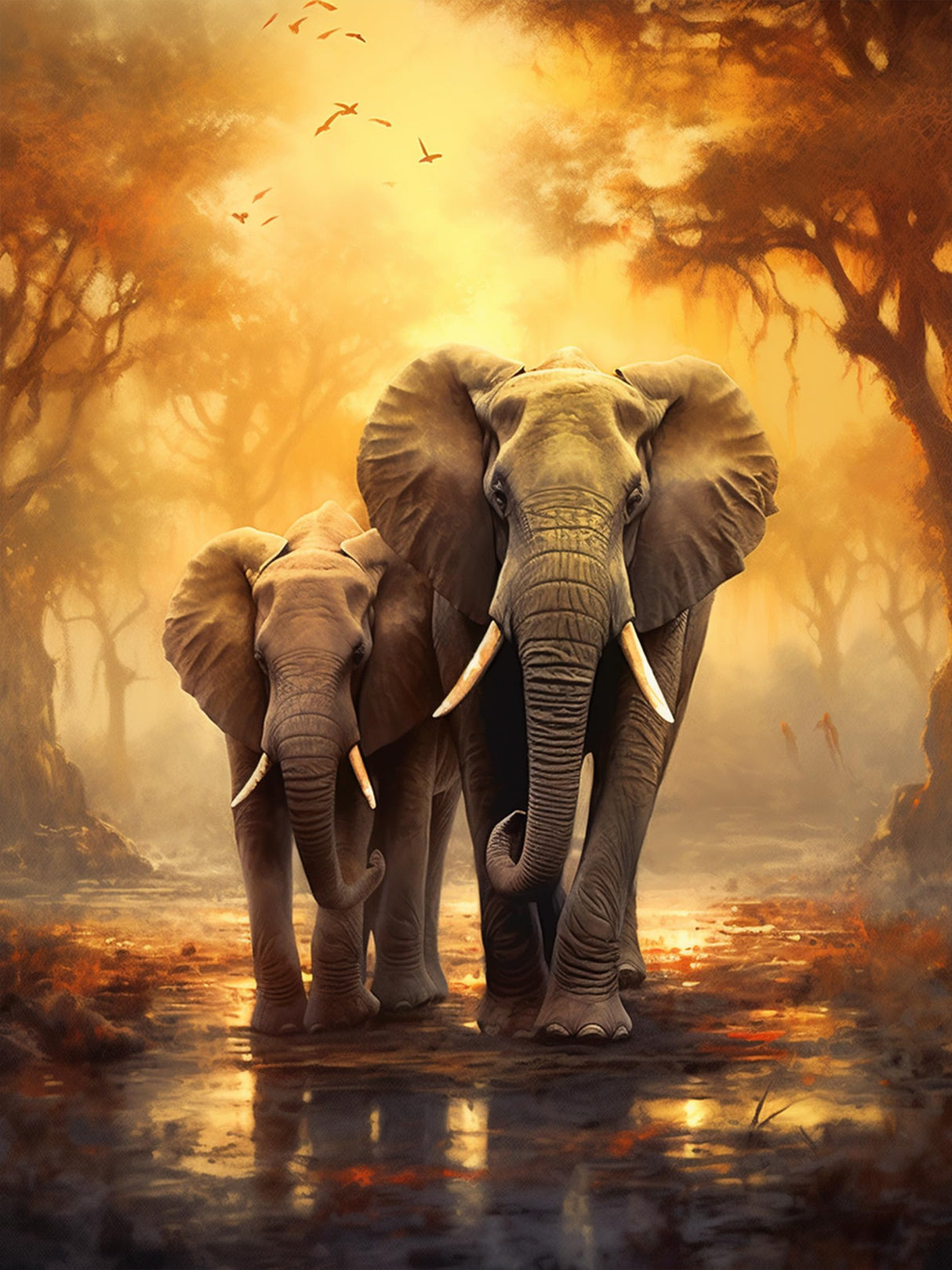 Reofrey DIY Diamond Art Painting Kit for Adults - Elephant, Animal Full Drill Round Rhinestone Painting Accessories, Cross Stitch Embroidery for Crafts (30x40 cm/ 12x16 inch) Reofrey