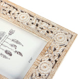NIKKY HOME Farmhouse Boho Style Floral Picture Frame 4x6 Rustic Resin Photo Frame with Distressed White Finish, High Definition Glass for Wall and Table Top Display NIKKY HOME