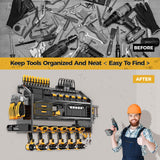 LBT 4 Layer Power Tool Organizer Wall Mount With Charging Station, Patented, 6 Outlet Power Strip, 6 Drill Holder, Heavy Duty Metal Garage Tool Storage Rack, Gifts For Men Fathers Day LBT