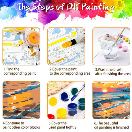 QUITEDEW Paint by Numbers Kit for Adults Beach,2 Pack Paint by Number Kits for Adults,Mountain Oil Painting in Colorful Box Art Crafts for Home Decor 11.8x15.7 Inch. QUITEDEW