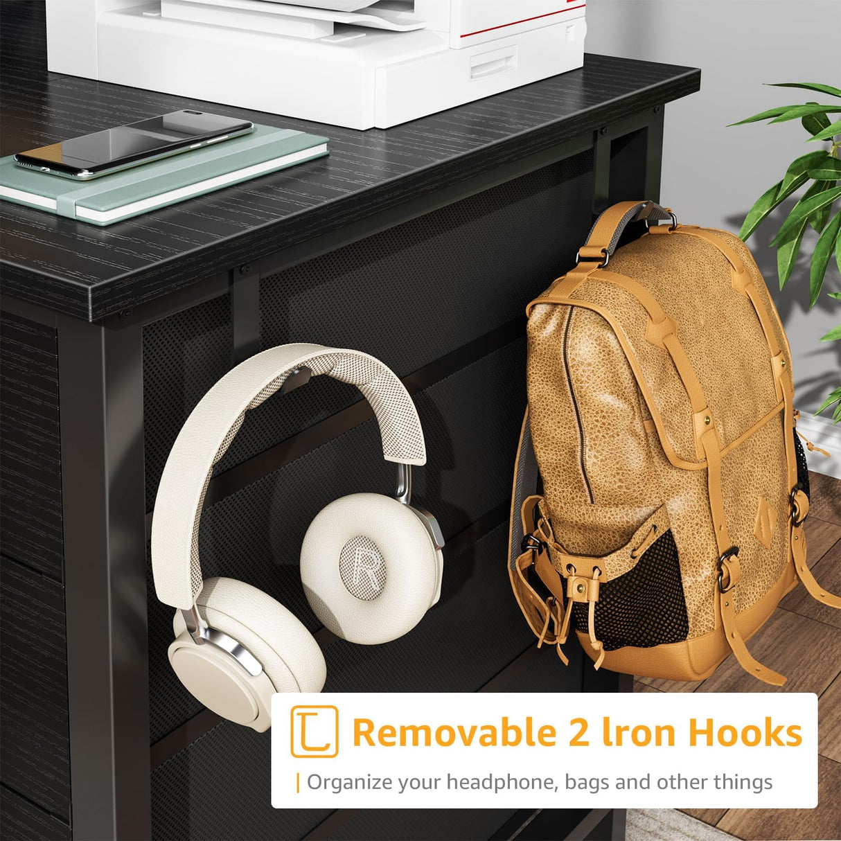 Black Gaming Desk with Drawers on Both Sides, 55 Inch Home Office Computer Study Writing Work PC Desk with 8 Storage Drawers Storage for Bedroom DLisiting