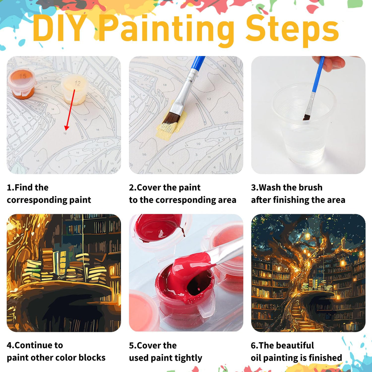 Paint by Numbers for Adult, Tree Paint by Numbers Kit for Adults Beginners, DIY Book Acrylic Painting on Canvas for Home Wall Art Decor 16x20Inch Mandun