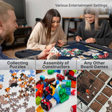 Queensell Folding Game Table with Double Sided Mat, Foldable Board Game Table for Mahjong, Domino, Poker, Puzzle, Card - 35 x 35 x 27 Inches with Storage Bag Queensell