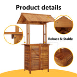 vidaXL Outdoor Bar Table with Roof Pub Table Counter Table High Garden Yard Patio Terrace 113 x 106 x 217 cm Acacia Wood vidaXL