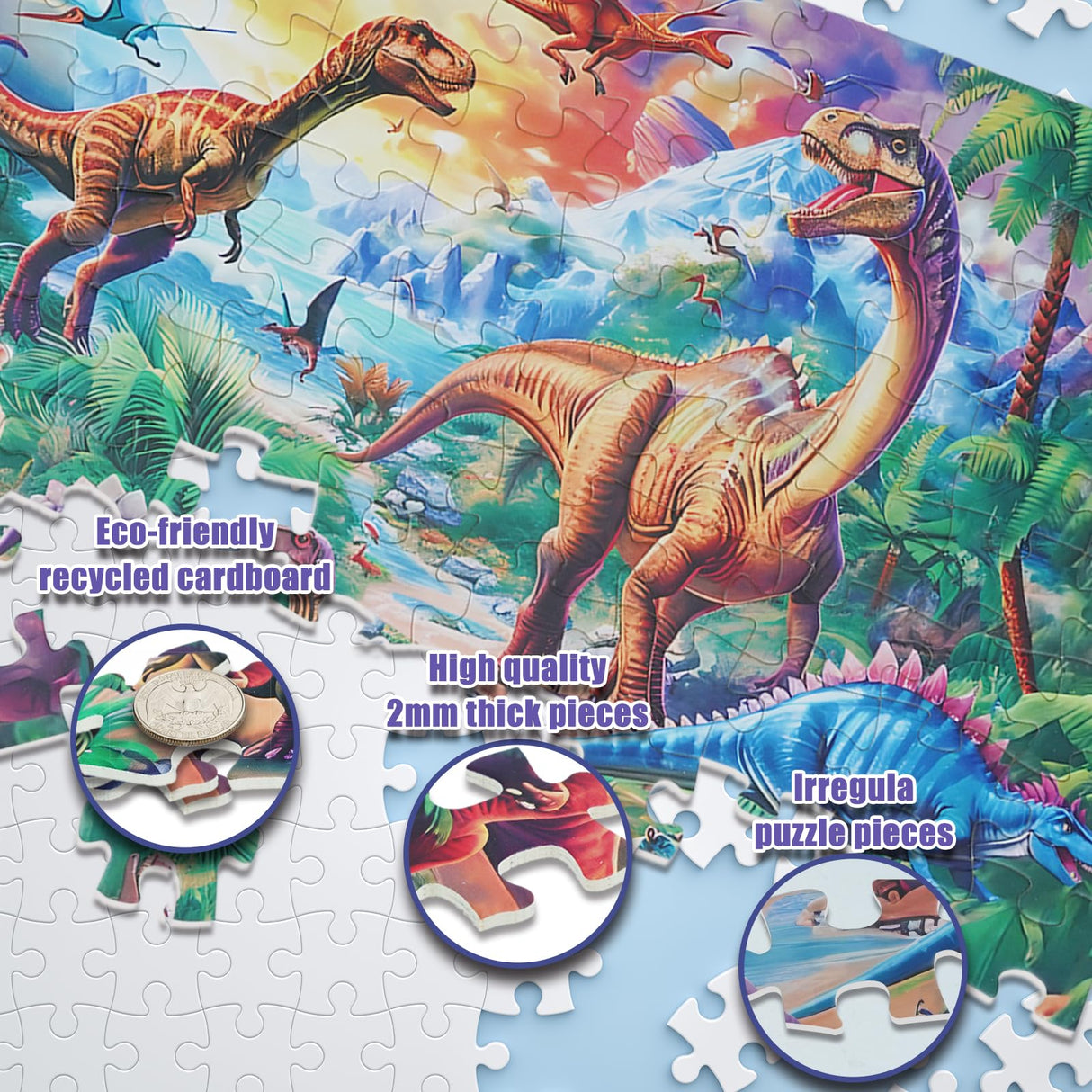 Large Piece Dinosaur Jigsaw Puzzle for Kid Boys Ages 4-10 Year Old 100 Pieces Jigsaw Puzzles for Kids Ages 4-6 Educational Toys for Children Boys Girls Ages 4-6 6-8 8-10 TOCHILD