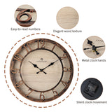 Lafocuse 12 Inch Silent Brown Wall Clocks Battery Operated, Farmhouse Wall Clock Analog for Kitchen Living Room, Rustic Home Décor Lafocuse