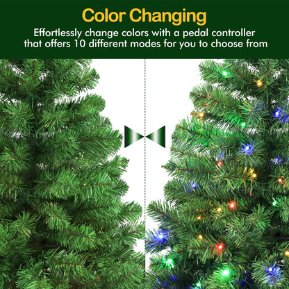 Hykolity 6 ft Prelit Artificial Christmas Tree, 551 PVC Branch Tips, 300 Color Changing LED Lights, Easy Assembly with Metal Stand and Hinged Branches, 10 Colors