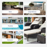 Belord Outdoor Chaise Lounge Patio Recliner - 75 Inch Adjustable Wicker Chaise Lounge with Soft Pillow Removable Cushions, All Weather Rattan Pool Lounge Chair for Poolside Deck Brown/Beige Belord