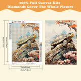 SENQAO Sea Turtle Diamond Painting Kits for Adults Beginners - 5D Animal Full Drill Round Diamond Art Kits Flower Tree Diamond Dots Paintings with Diamonds Gem Art Picture Crafts Home Decor 30x40cm SENQAO