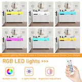 eiskah White Dresser for Bedroom, 9 Drawers Led Dresser TV Stand with Power Outlets and LED Lights, Long Fabric Dressers Wide Chest of Drawers with Large Organizer for Living Room, Entryway, Hallway eiskah