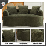61" Curved Loveseat Sofa with 3 Pillows, Small Boneless Couch in a Box, Chenille Cloud Loveseat for Living Room Bedroom Small Space Apartment, Memory Foam, Modern, No Assembly (Green) Thctvous