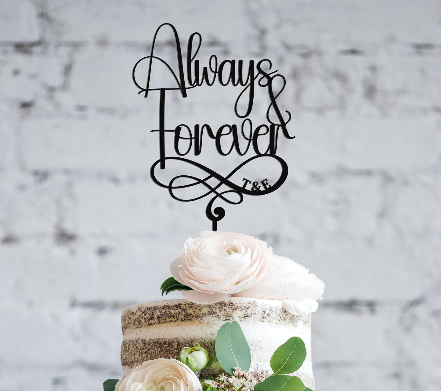 Personalized Rustic Infinity wedding Cake Topper- Custom Gold cake topper for wedding - WoodArtSupply