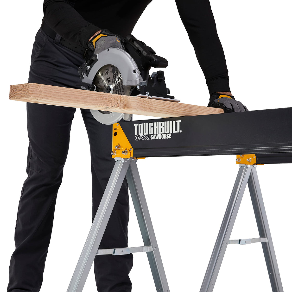 ToughBuilt - Folding Sawhorses/Jobsite Table - Sturdy, Durable, Lightweight, Heavy-Duty, 100% High Grade Steel, 1100lb Capacity, Easy Carry Handle - (TB-C300-2) - 2 Pack ToughBuilt