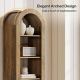 Tribesigns 74.8" Tall Arched Bookshelf, 6-Tier Narrow Open Bookcase, Floor Standing Corner Display Shelves Storage Organizer for Small Space, Home Office, Living Room (1, Brown) Tribesigns