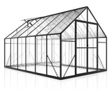 Jocisland 8x11.5x7 FT Polycarbonate Greenhouses for Outdoors, 2 Top-Opening Windows, 2 Swing Doors, Aluminum Walk-in Heavy Duty for Outdoor Use, Backyard Garden, Black Jocisland